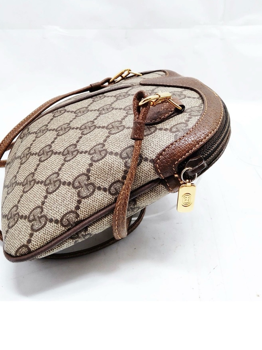 Gucci Beige GG Canvas Crossbody with Brown Leather Trim and Green-Red Web - Picture 3 of 7